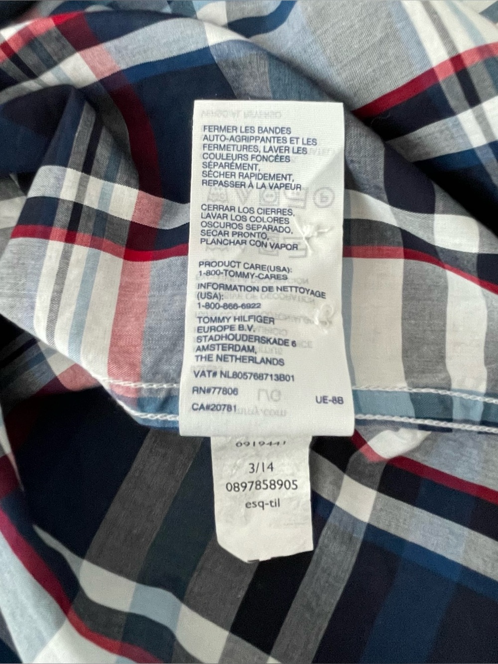 Tommy Hilfiger Navy & White Plaid Short-Sleeve Button-Down Shirt Men’s L NWOT - Picture 12 of 12